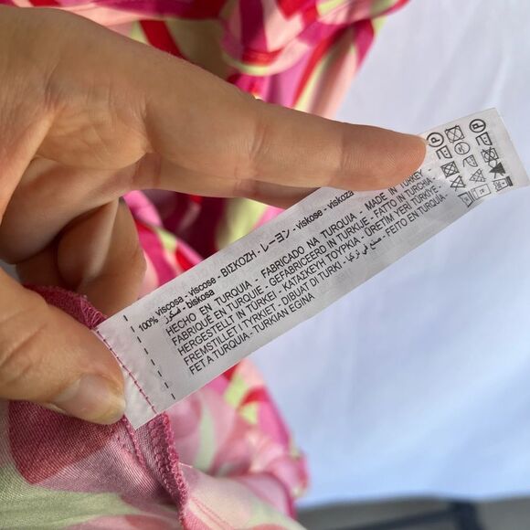 Zara Pink Green Printed Satin Effect Mini Dress Size XS NWT - Picture 5 of 11